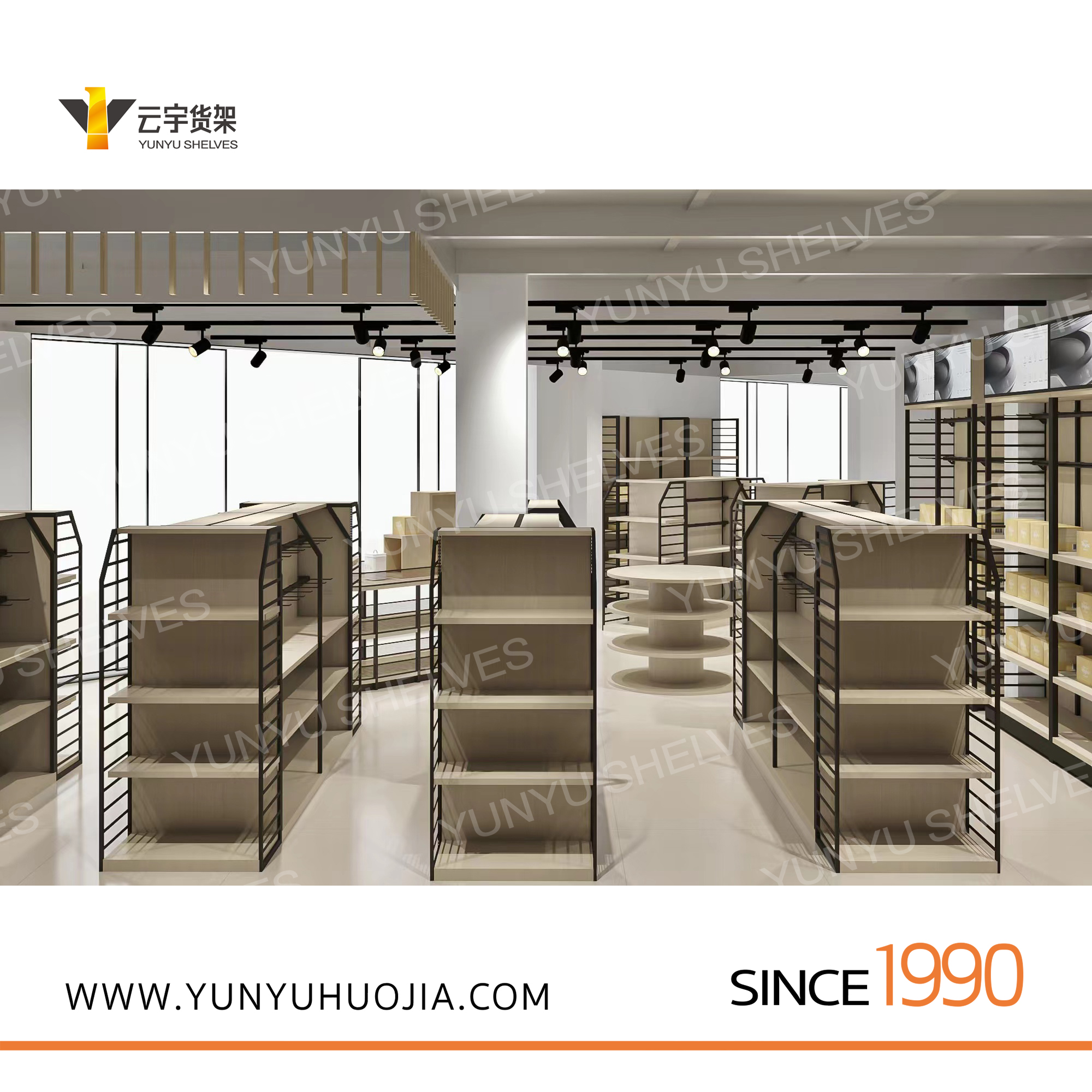 YYA7-009 新款大型木纹超市货架